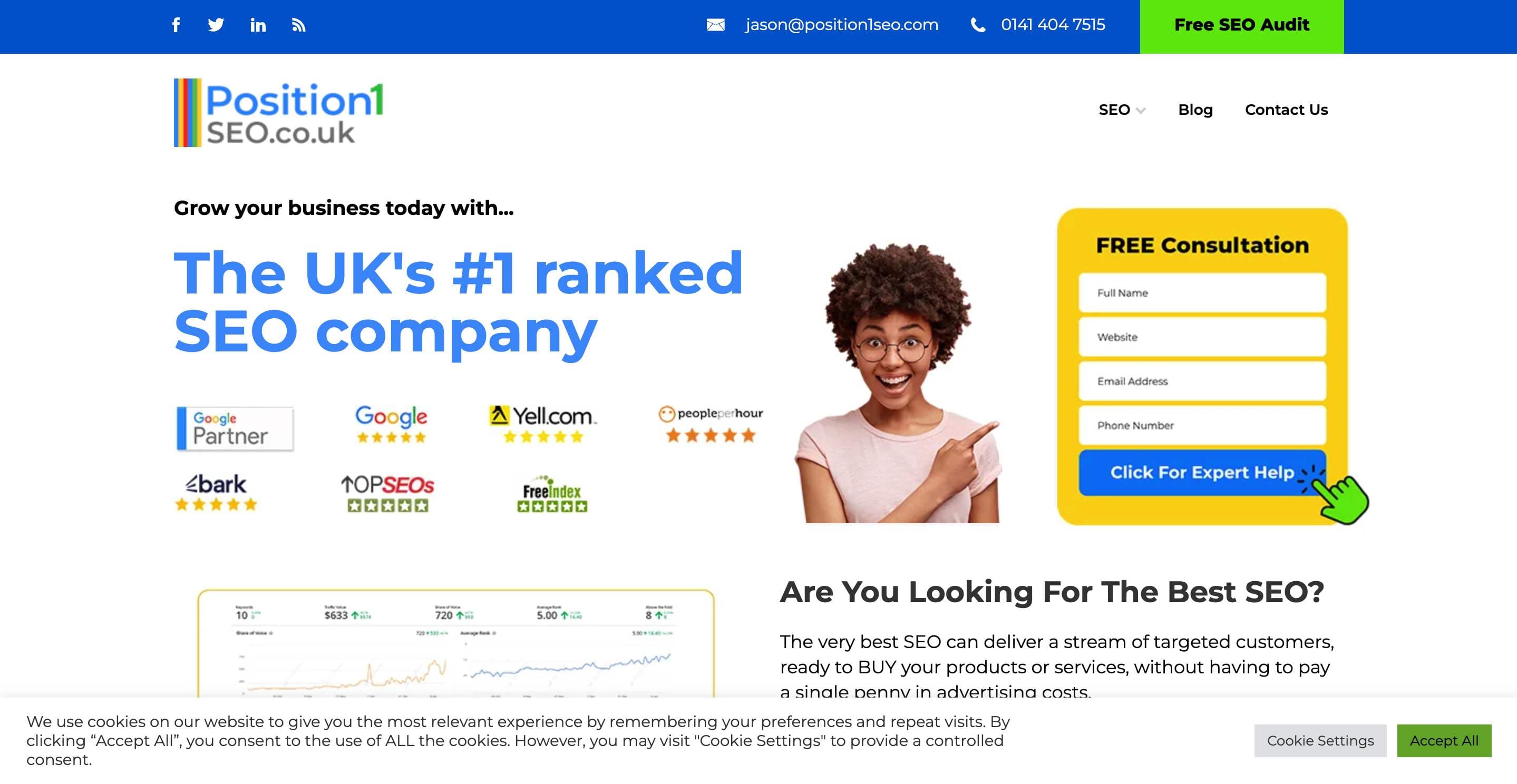 Position1SEO website — WordPress, Oxygen Builder, MySQL